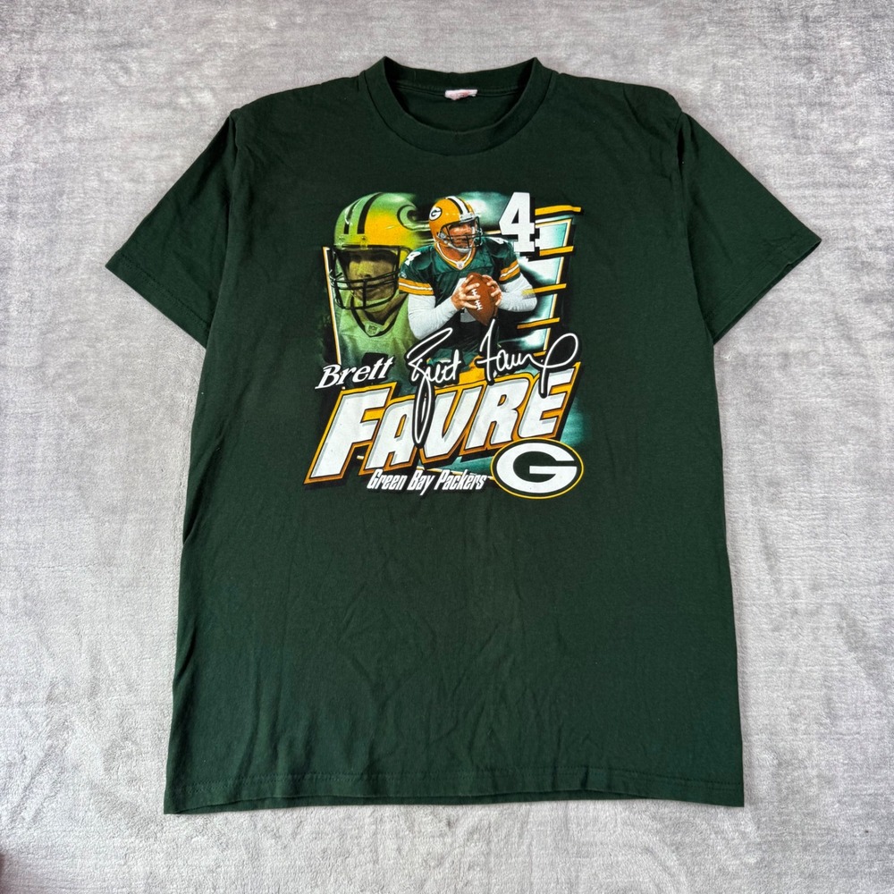 Brett Favre Shirt Mens Large Green Bay Packers Vintage 90s NFL Football